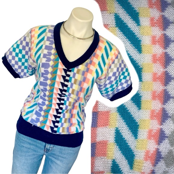 v i n t a g e :: Funky Bold Geometric Knit Sweater